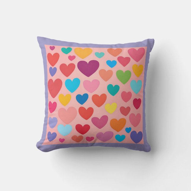 Valentine's Day Hearts Throw Pillow (Front)