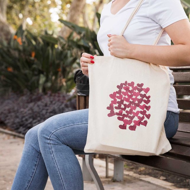 Valentine's day hearts - viva magenta tote bag (Creator Uploaded)