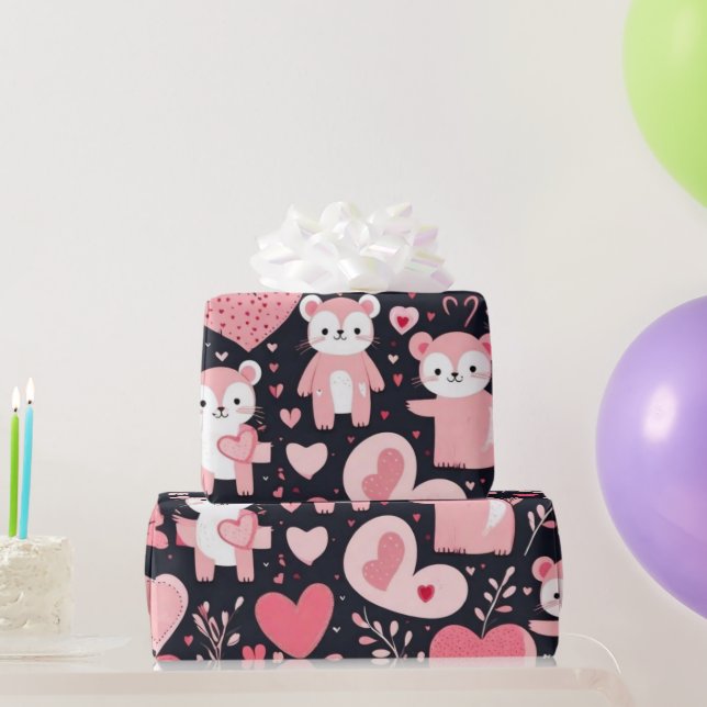 Valentine's day hearts Wrapping Paper (Party Gifts)