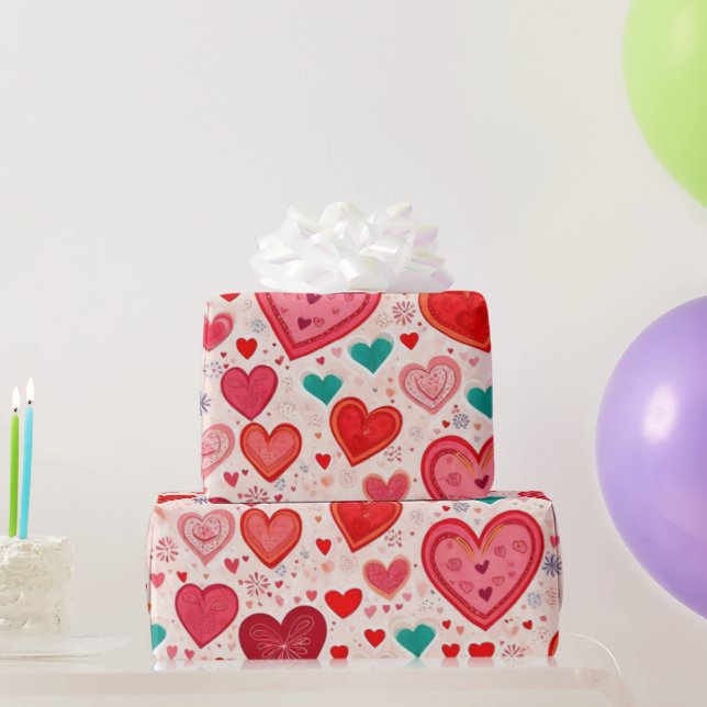 Valentine's day hearts Wrapping Paper (Party Gifts)