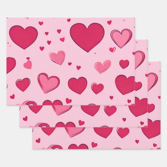 Valentines Day Hearts Wrapping Paper 01 (Set)