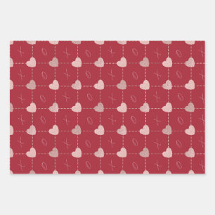 Valentines Day Hearts & X's & O's Wrapping Paper 