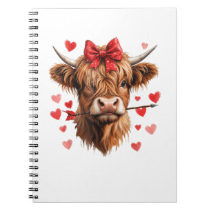 Valentines Day Highland Cow Funny Hearts Valentine Notebook
