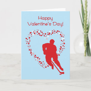 Valentine's Day Hockey Hearts (male) Greeting Card