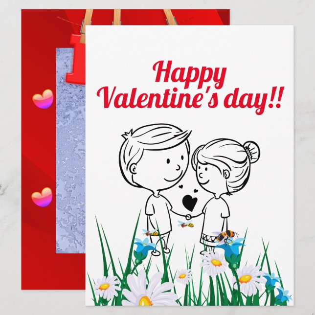 Valentine's day   holiday card (Front/Back)
