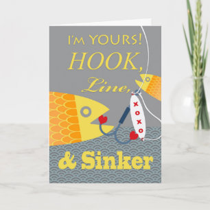 Valentine's Day Hook Line and Sinker Fishing Theme Card