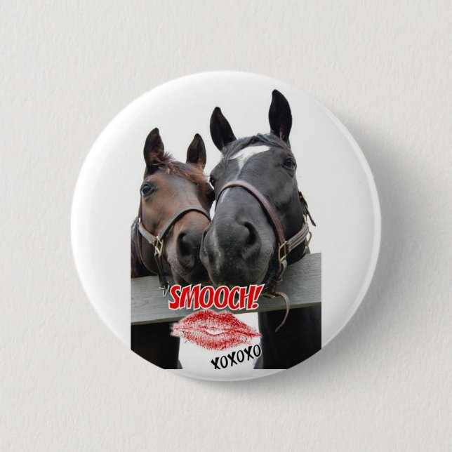 Valentine's Day Horses 2 Inch Round Button (Front)