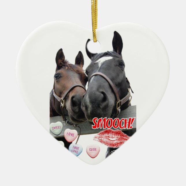 Valentine's Day Horses Ceramic Ornament (Front)