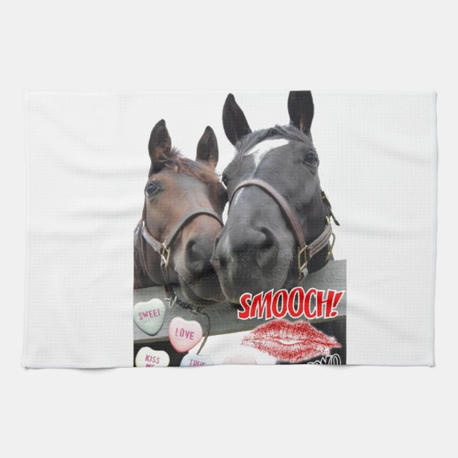 Valentine's Day Horses Kitchen Towel (Horizontal)
