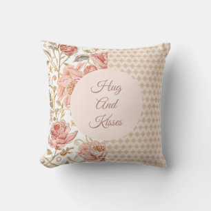 Valentine's Day, Hug and Kisses, Flowers, Pixels Throw Pillow