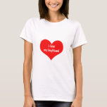 Valentine's Day I Love My Boyfriend Red Heart Gift T-Shirt<br><div class="desc">Designed with cute red heart pattern and custom text "i love my boyfriend" which you may customize as you wish! Simple and cute design perfect for those who love their boyfriend!</div>