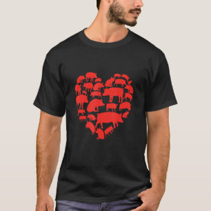 Valentines Day I Love Pigs Heart Farm Animal Pig T-Shirt