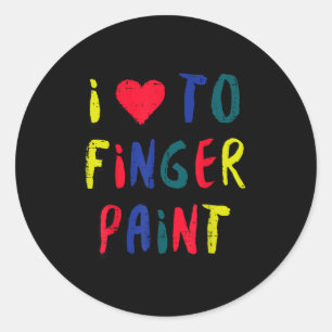 Valentines Day I Love To Finger Paint Matching Cou Classic Round Sticker