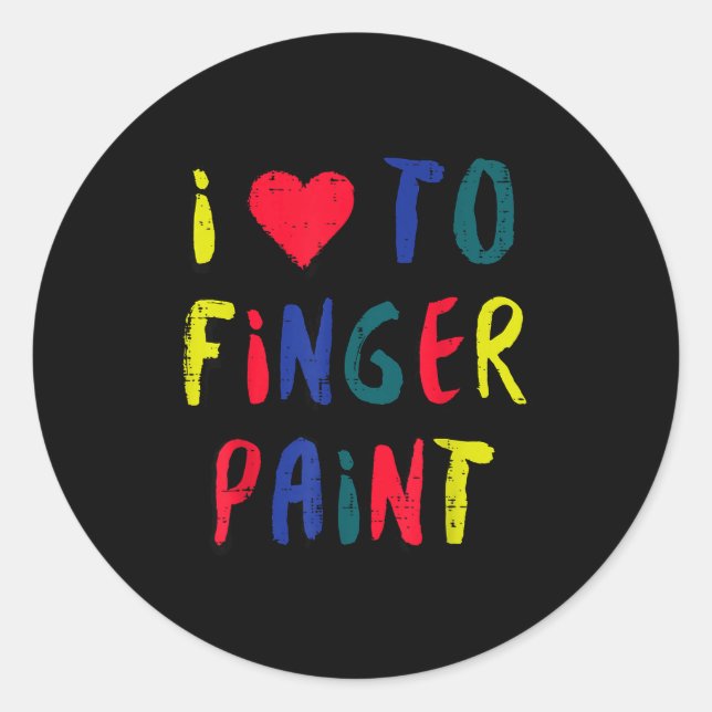 Valentines Day I Love To Finger Paint Matching Cou Classic Round Sticker (Front)