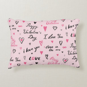 Valentine's Day: 'I Love You' Background. Accent Pillow