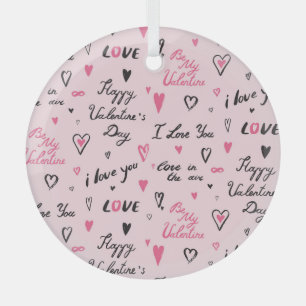 Valentine's Day: 'I Love You' Background. Glass Ornament
