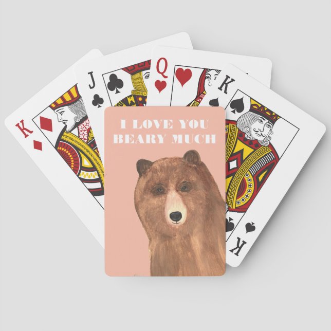 Valentines Day I Love You Beary Much Playing Cards (Back)