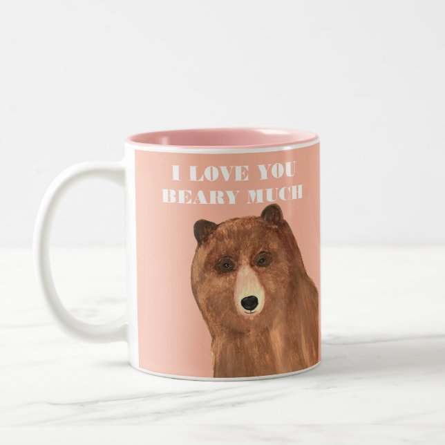 Valentines Day I Love You Beary Much Two-Tone Coffee Mug (Left)