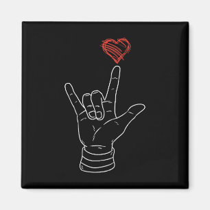 Valentines Day I Love You Hand Sign ASL Heart Magnet
