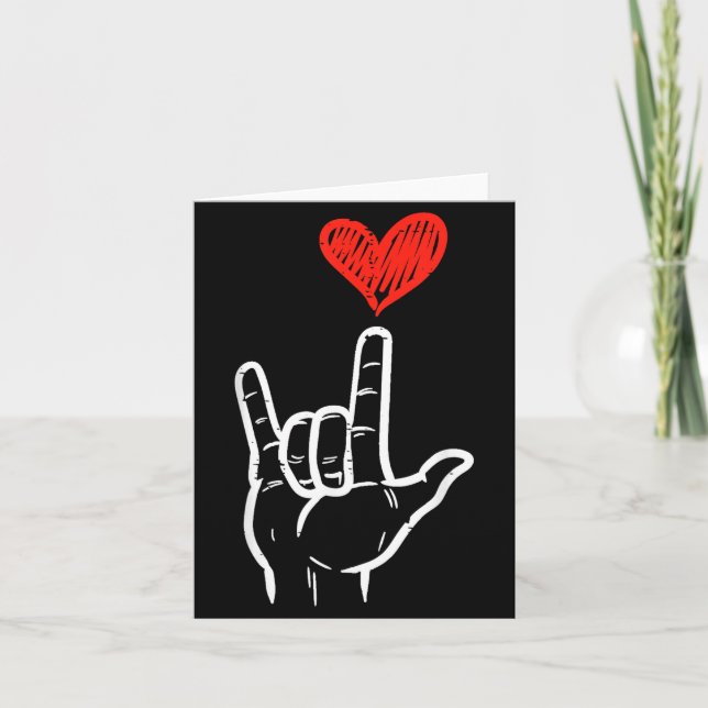 Valentines Day I Love You Hand Sign Asl Heart Wome Card (Front)