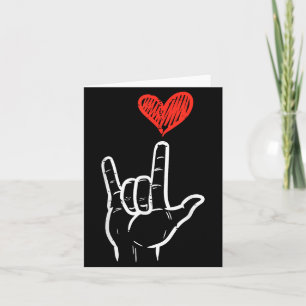 Valentines Day I Love You Hand Sign Asl Heart Wome Card
