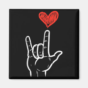 Valentines Day I Love You Hand Sign Asl Heart Wome Magnet