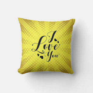 Valentines Day I Love You on Yellow Gold Sunburst Throw Pillow