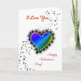 Valentine's Day , I Love You , Rainbow Heart Holiday Card