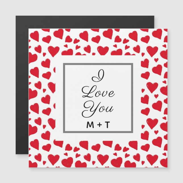 Valentines Day I Love You Red Hearts Personalized (Front/Back)