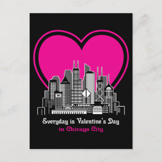 Valentine's Day in Chicago City Postcard
