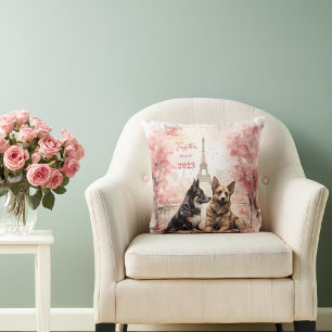 Valentine's Day in Paris - Couple of dogs - Throw Pillow