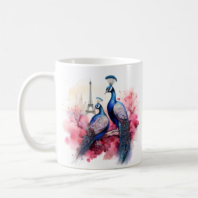 Valentine's Day in Paris - Couple of peacocks- Mug (Left)