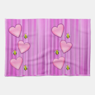 Valentine's Day Kitchen hand towel, Bee Kitchen Towel