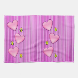 Valentine's Day Kitchen hand towel, Bee Towel
