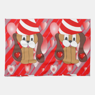 Valentine's Day Kitchen hand towel, Dog Kitchen Towel