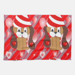 Valentine's Day Kitchen hand towel, Dog Towel
