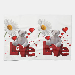 Valentine's Day Kitchen hand towel, Teddy Bear Kitchen Towel