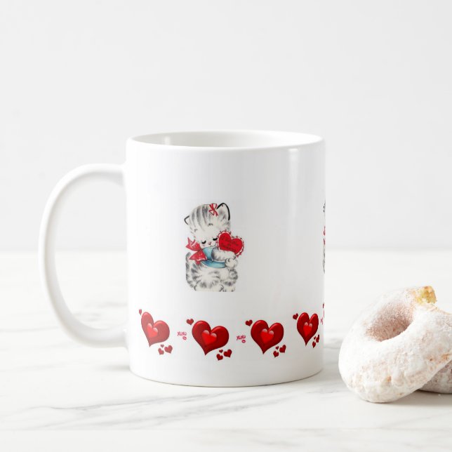 Valentine's Day Kitten Mugs (With Donut)