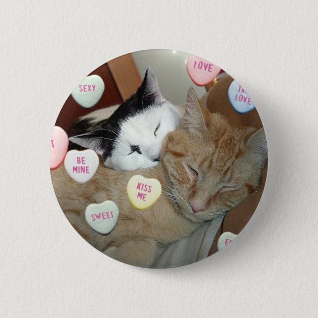 Valentine's Day Kittens 2 Inch Round Button (Front)