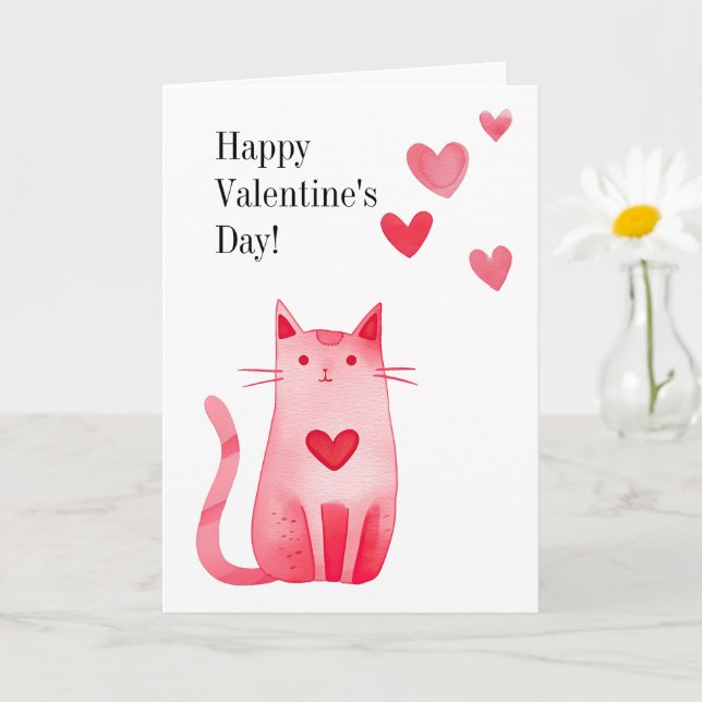 Valentine's Day Kitty Cat Card (Small Plant)