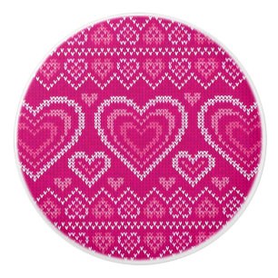 Valentine's Day Knitted Pattern 2 Ceramic Knob