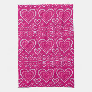 Valentine's Day Knitted Pattern 2 Kitchen Towel