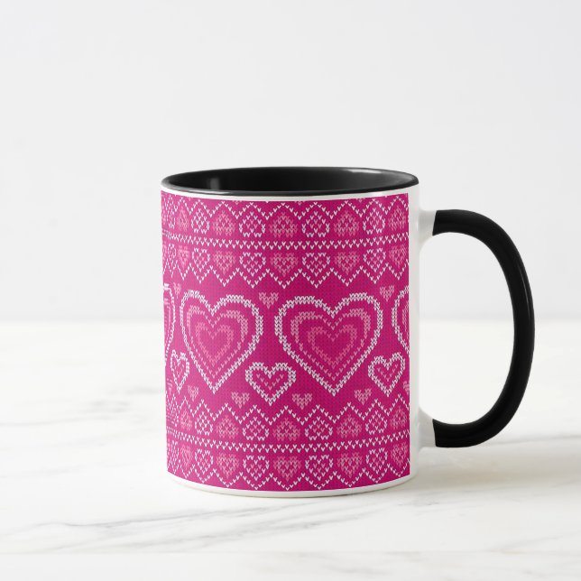 Valentine's Day Knitted Pattern 2 Mug (Right)