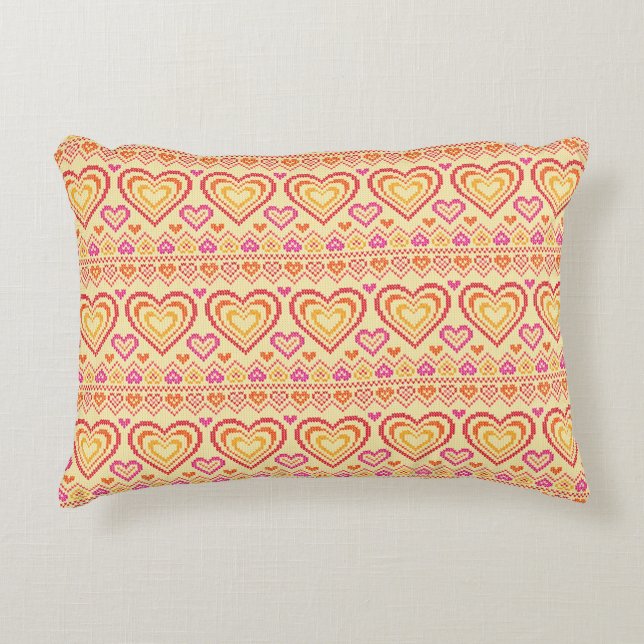 Valentine's Day Knitted Pattern Accent Pillow (Front)