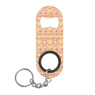Valentine's Day Knitted Pattern Keychain Bottle Opener