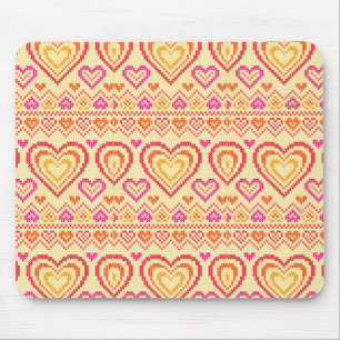 Valentine's Day Knitted Pattern Mouse Pad
