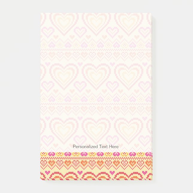 Valentine's Day Knitted Pattern Post-it Notes (Front)