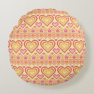 Valentine's Day Knitted Pattern Round Pillow