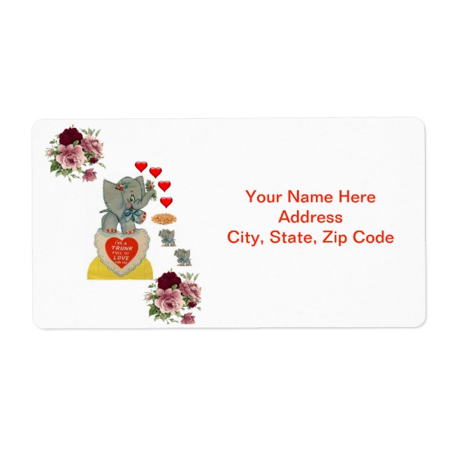 Valentine's Day Labels Elephant (Front)