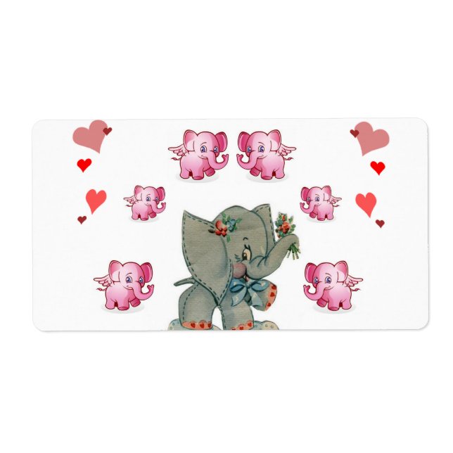 Valentine's Day Labels Elephant (Front)